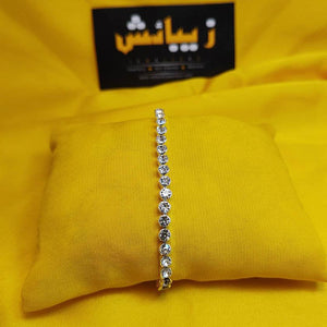 14K Gold Plated Princes Cut Cubic Zircon Classic Bracelet For Girls/Women