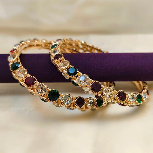 Antique Pair of Zircon Stones Bangles for Girls/Women