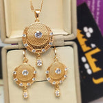 Antique Round Shape Golden White Crystal Necklace Set for Girls/Women