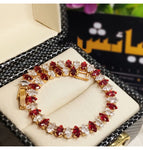 14K Gold Plated Price Cut Maroon/Black Zircon Classic Bracelet For Girls/Women