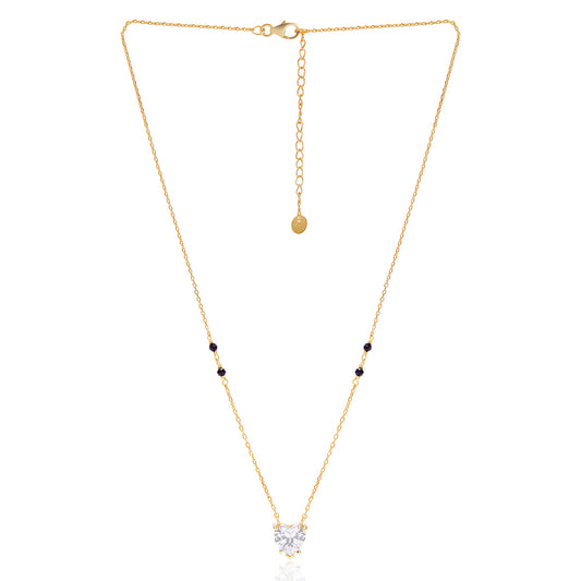 18k Gold Plated Heart Solitaire Silver Mangalsutra
